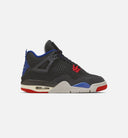 Air Jordan 4 Retro Rare Air Grade School Lifestyle Shoe - Black/Fire Red/Deep Royal Blue