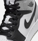 Air Jordan 1 Mid Grade School Lifestyle Shoe - White/Light Smoke Grey/Black