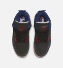 Air Jordan 4 Retro Rare Air Grade School Lifestyle Shoe - Black/Fire Red/Deep Royal Blue