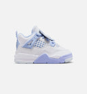Air Jordan 4 Retro Aluminum Infant Toddler Lifestyle Shoe - White/Aluminum/Blue Tint/Oil Green